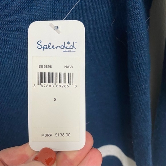 Splendid V-Neck Navy Stripe Sweater - Picture 5 of 8